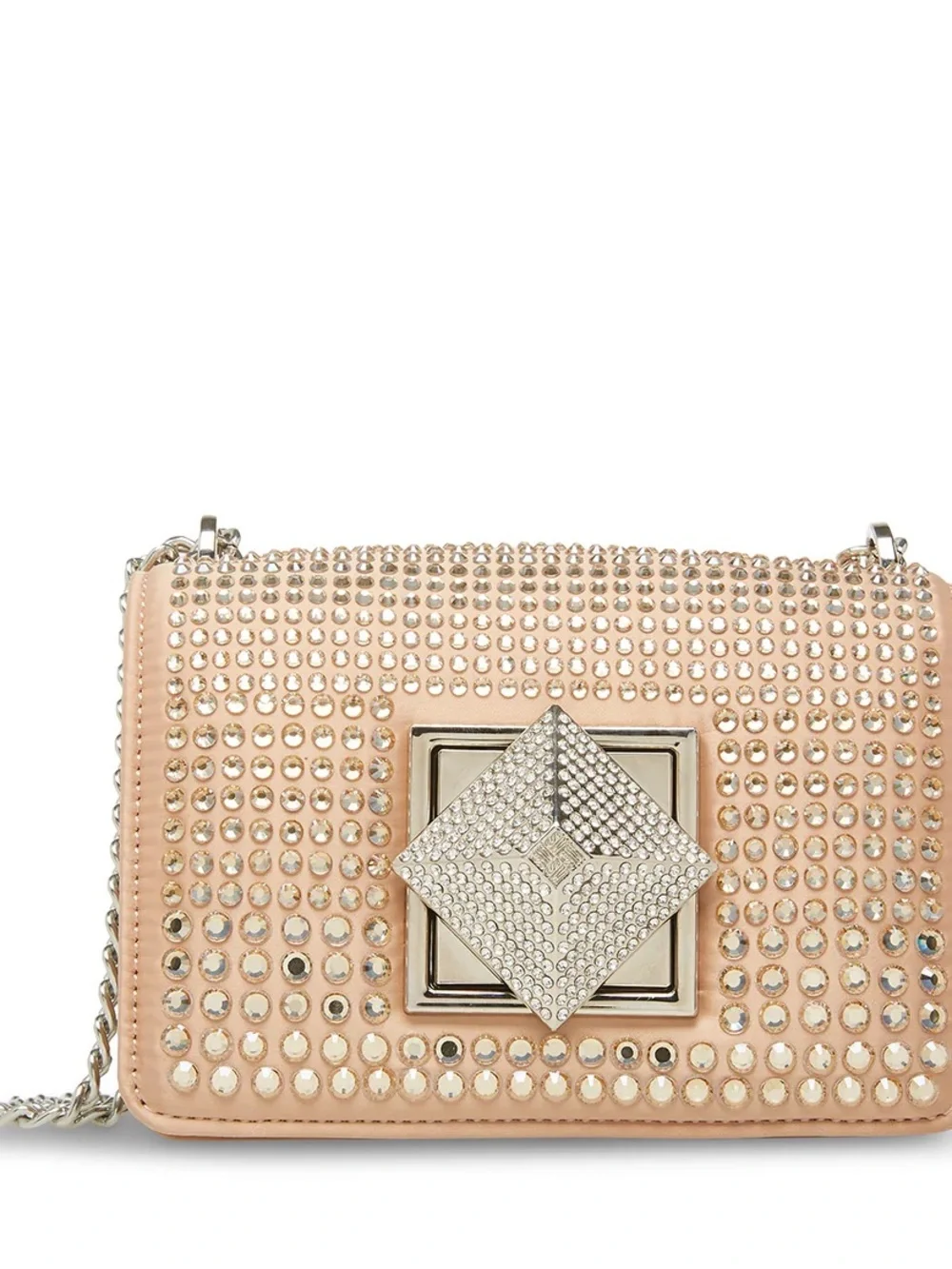 Steve Madden Nude Crystal-Embellished Platform Ankle-Strap Pumps with clutch set